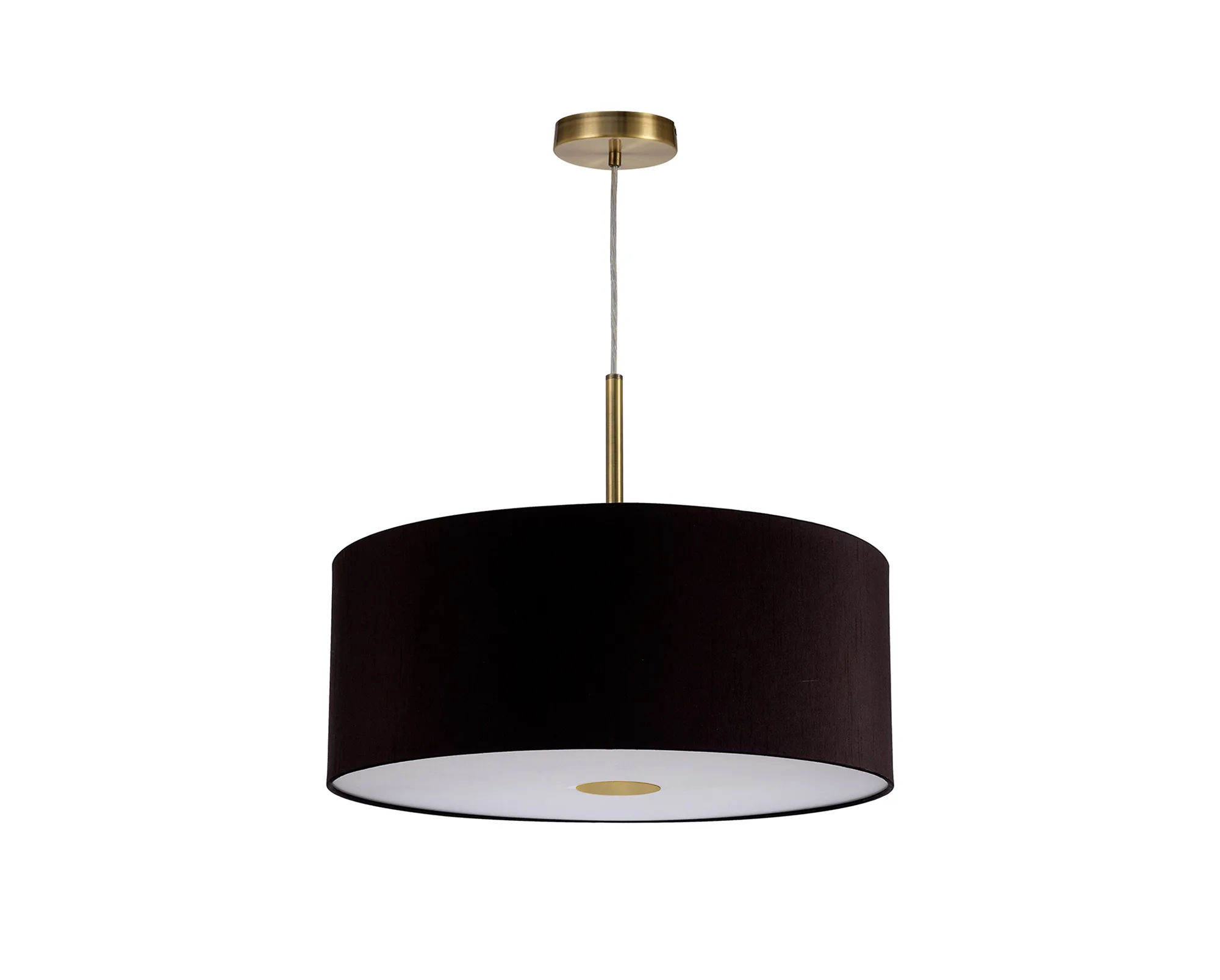 Baymont 50cm Pendant 1 Light Antique Brass, Midnight Black/Green Olive, Frosted Diffuser DK0227  Deco Baymont AB BL/GR